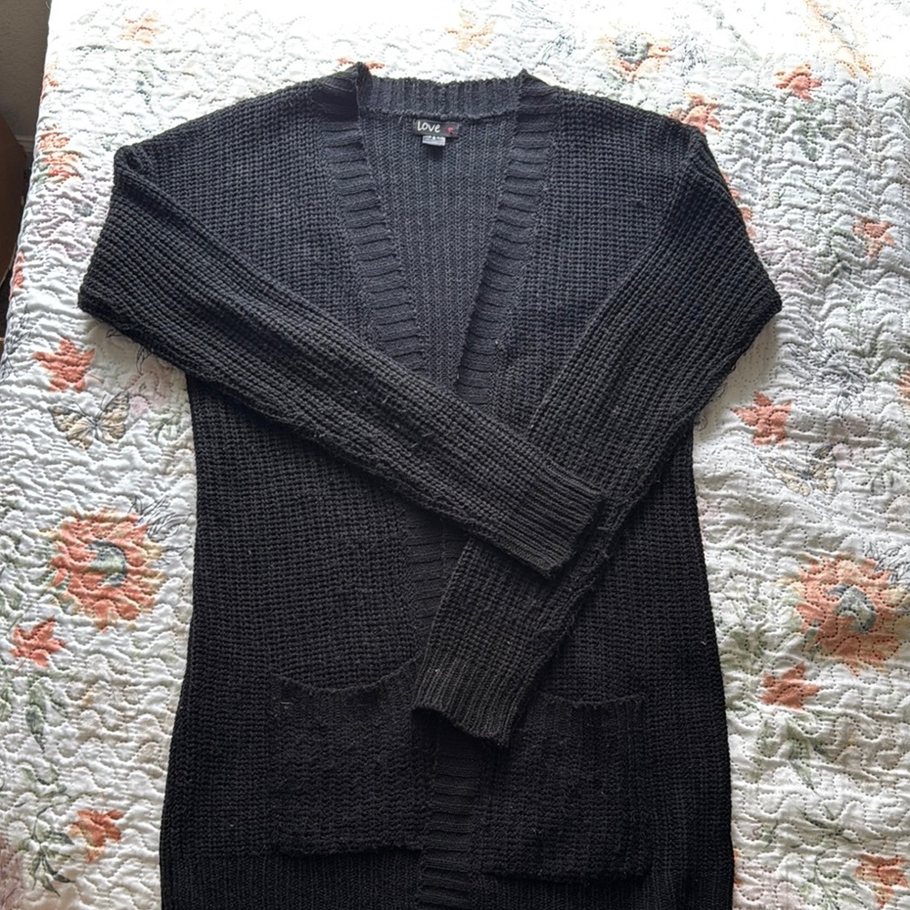 Love Black Chunky Knit Cardigan Sweater